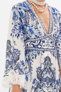 Glaze And Graze Kimono Sleeve Dress With Shirring Detail