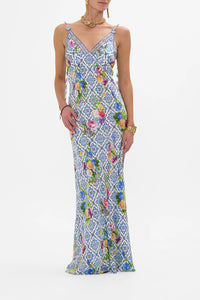 Wall To Wall Wonders V Neck Full Length Bias Slip Dress