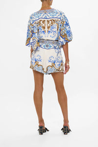 Azul Adventures Tie Front Puff Sleeve Top