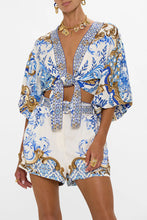 Load image into Gallery viewer, Azul Adventures Tie Front Puff Sleeve Top
