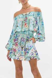 Sunrise In Sintra Off Shoulder Short Dress