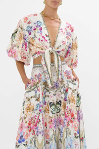 Monserrate Magic Tie Front Puff Sleeve Top