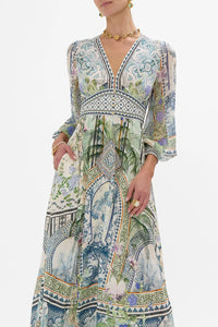 Jardim Party Button Dress with Shaped Waistband