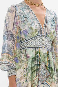 Jardim Party Button Dress with Shaped Waistband