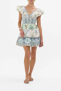 Jardim PartyTiered Short Dress With Neck Frill