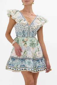 Jardim PartyTiered Short Dress With Neck Frill