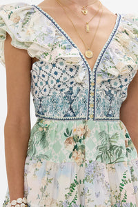 Jardim PartyTiered Short Dress With Neck Frill