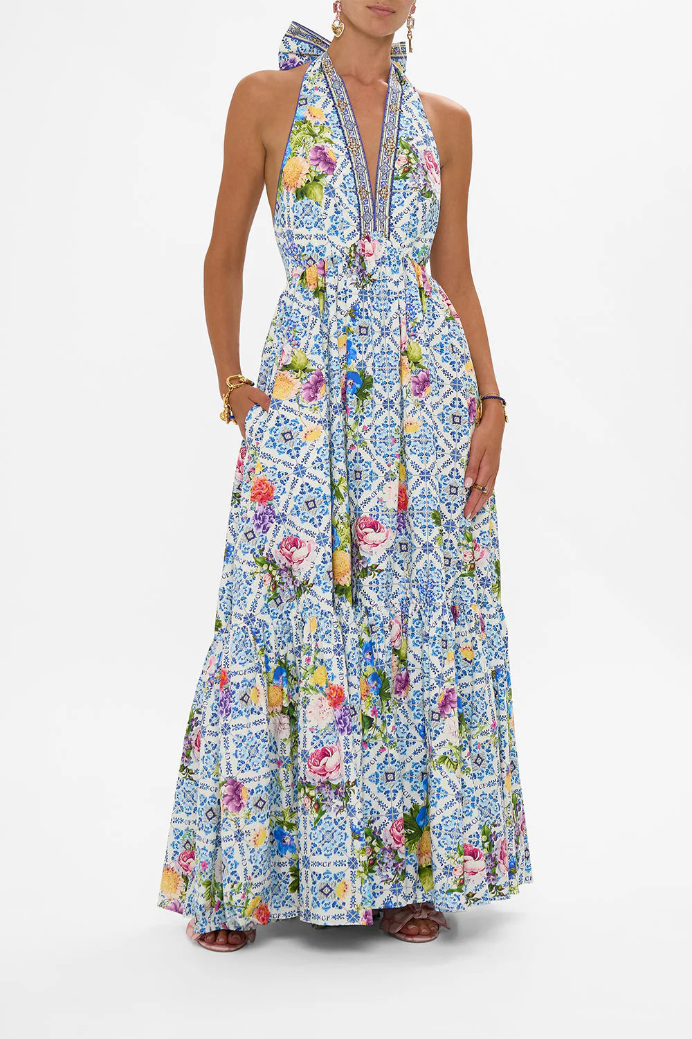 Wall To Wall Wonders Ruffle Hem Halter Dress