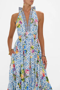 Wall To Wall Wonders Ruffle Hem Halter Dress