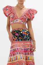 Load image into Gallery viewer, Faith, Luck &amp; Justice Ruffle Wrap Top
