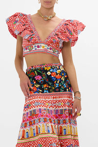 Faith, Luck & Justice Ruffle Wrap Top