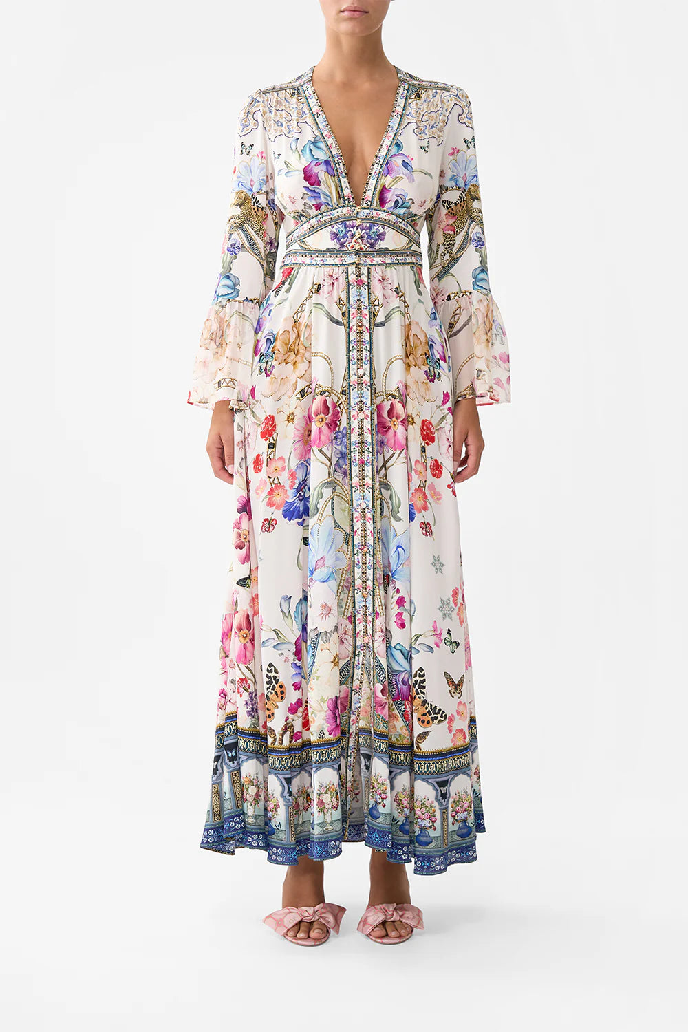 Monserrate Magic Shaped Waistband Dress With Ruffle Sleeve