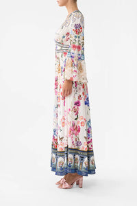 Monserrate Magic Shaped Waistband Dress With Ruffle Sleeve