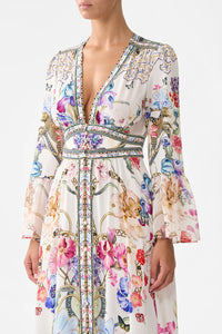 Monserrate Magic Shaped Waistband Dress With Ruffle Sleeve