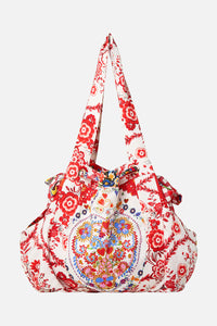 Faith, Luck & Justice Drawstring Beach Bag