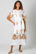 Load image into Gallery viewer, Coraline Two-tone Linen Embroidered Dress
