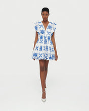 Load image into Gallery viewer, Giselle Mini Dress White /Blue
