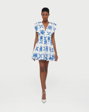 Load image into Gallery viewer, Giselle Mini Dress White /Blue
