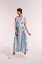 Load image into Gallery viewer, Agnus Blue Waves Flowers Long Dress
