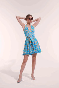 Beth Blue Kactus Mini Dress