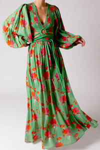 Leonie Printed Gauze Dress - Cilantro