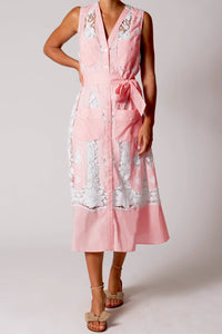 Alexia Embroidered Cotton Dress - Petal Pink