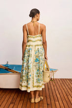 Load image into Gallery viewer, Sonia Linen Midi Dress in Blue/Green Floral

