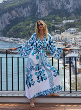 Load image into Gallery viewer, Amity Allegria Belted Statement Print Long Dress
