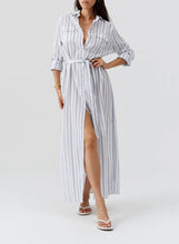 Load image into Gallery viewer, Darcy Stripe Linen Midi Dress
