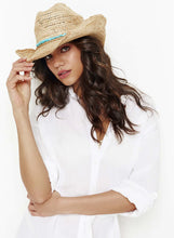 Load image into Gallery viewer, Elle Natural / Turquoise Hat
