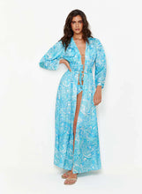Load image into Gallery viewer, Farrah Blue Mirage Tie Front Cover-Up
