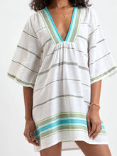 Load image into Gallery viewer, Belkis V Neck Kaftan - Genet Mint
