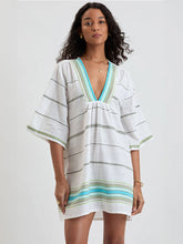 Load image into Gallery viewer, Belkis V Neck Kaftan - Genet Mint
