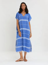 Load image into Gallery viewer, Dalila V Neck Kaftan in Tebibi Blue
