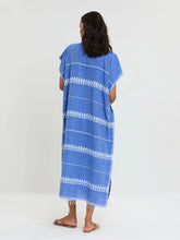 Load image into Gallery viewer, Dalila V Neck Kaftan in Tebibi Blue
