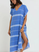 Load image into Gallery viewer, Dalila V Neck Kaftan in Tebibi Blue
