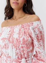 Load image into Gallery viewer, Lydia Coastal Red Off The Shoulder Dress

