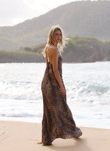 Load image into Gallery viewer, Sage Cheetah Maxi Chiffon Dress
