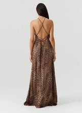 Load image into Gallery viewer, Sage Cheetah Maxi Chiffon Dress
