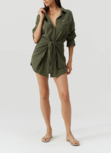 Load image into Gallery viewer, Sara Olive Tie Front Dress
