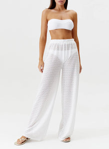 Sienna White Crochet Trousers