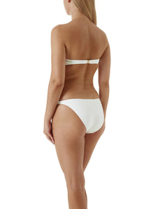 Alba White Textured V Trim Bandeau Bikini