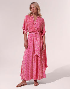 Adha Pink Batik Strip Long Dress