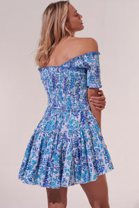 Soledad Blue Aquarelle Mini Dress