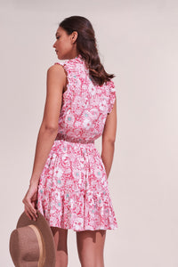 Triny Pink Mid 70s Garden Mini Dress