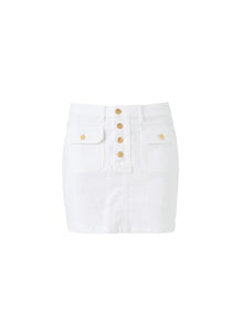 Dylan White Gold Buttoned Denim Skirt
