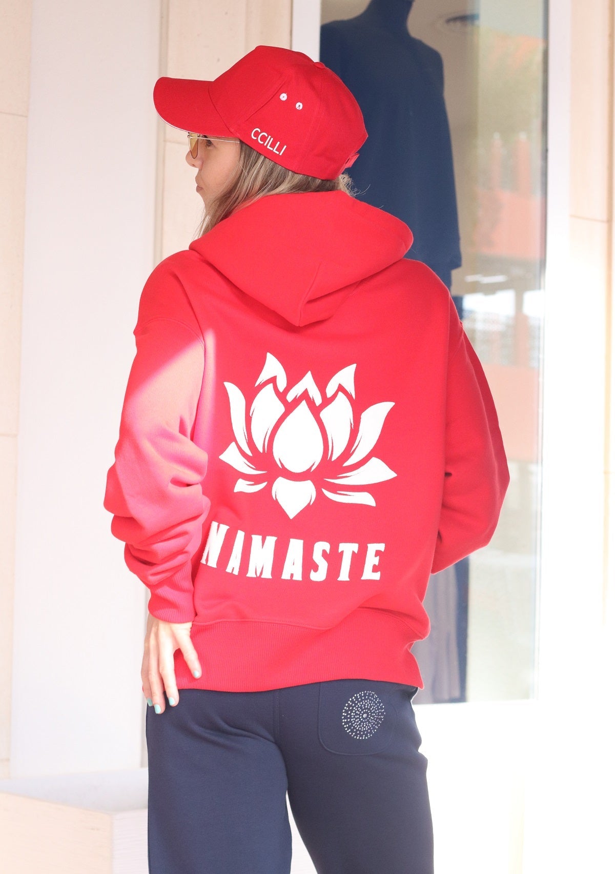 Unisex Red Namaste Hoodie – ROSATO COLLECTIONS BOUTIQUE