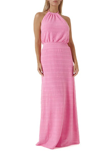 Maeva Pink Halter-Neck Long Dress