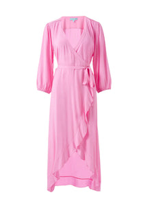 Taylor Pink Wrap Midi Dress