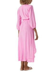 Taylor Pink Wrap Midi Dress
